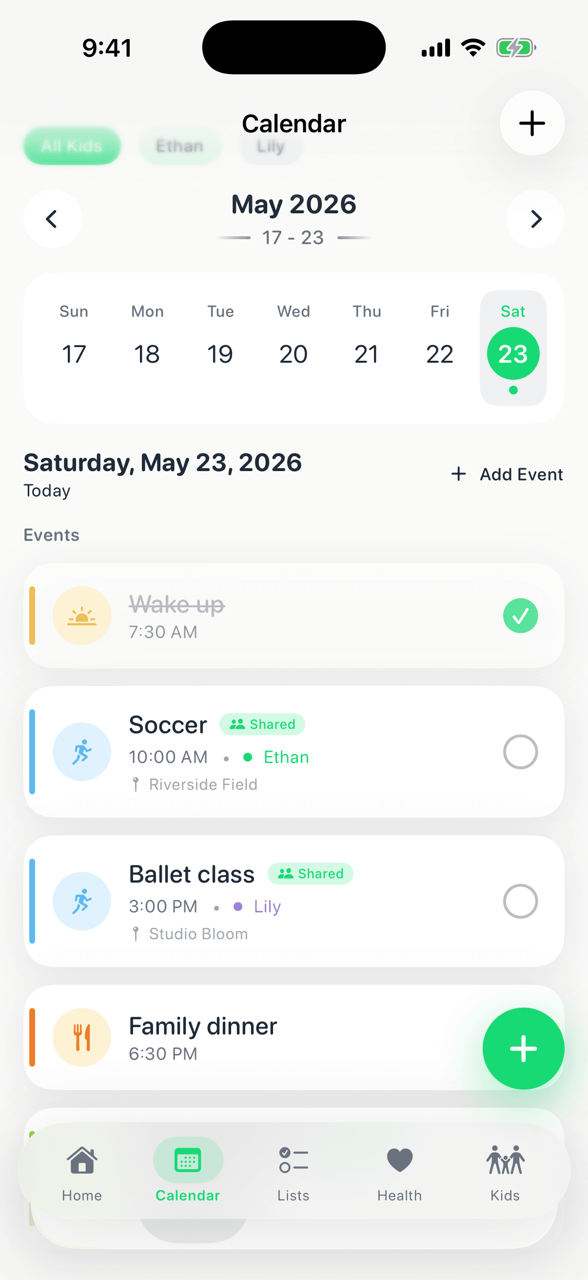 Piccolo calendar screen